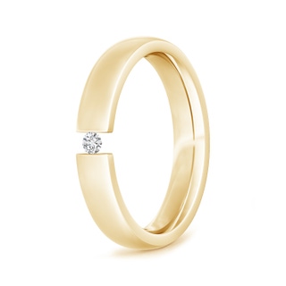 3mm HSI2 Tension Set Round Diamond Solitaire Wedding Band for Him in Yellow Gold