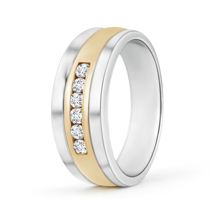 Men's Cannel-Set Diamond Eternity Wedding Band 2-Row Ring 14K White Yellow Rose Pink Gold
