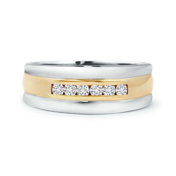 2mm HSI2 Channel Set Men's Diamond Wedding Band in Two Tone Gold in 105 White Gold Yellow Gold Product Image
