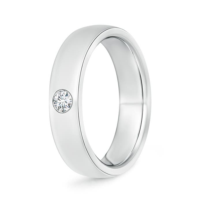 3.5mm GVS2 Gypsy Set Round Diamond Solitaire Wedding Band for Men in 100 White Gold