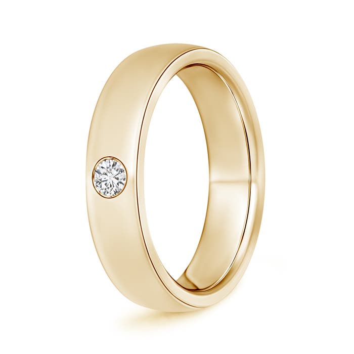 3.5mm HSI2 Gypsy Set Round Diamond Solitaire Wedding Band for Men in 130 Yellow Gold