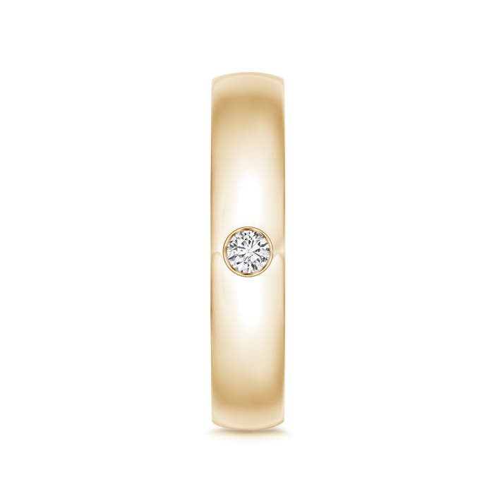 3mm HSI2 Gypsy Set Round Diamond Solitaire Wedding Band for Men in 130 Yellow Gold - side 2