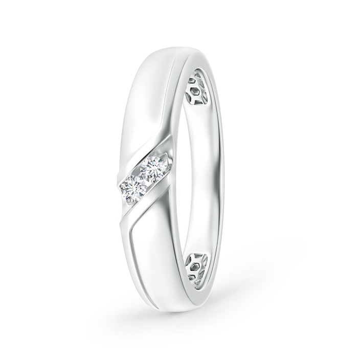 2.3mm GVS2 Slanted Channel-Set Diamond Two Stone Wedding Band in White Gold
