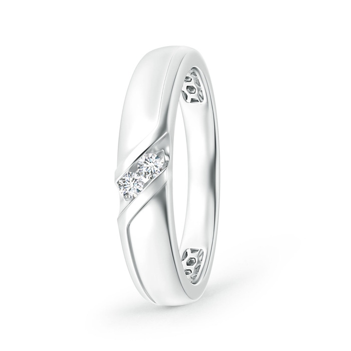 2.3mm GVS2 Slanted Channel-Set Diamond Two Stone Wedding Band in White Gold 