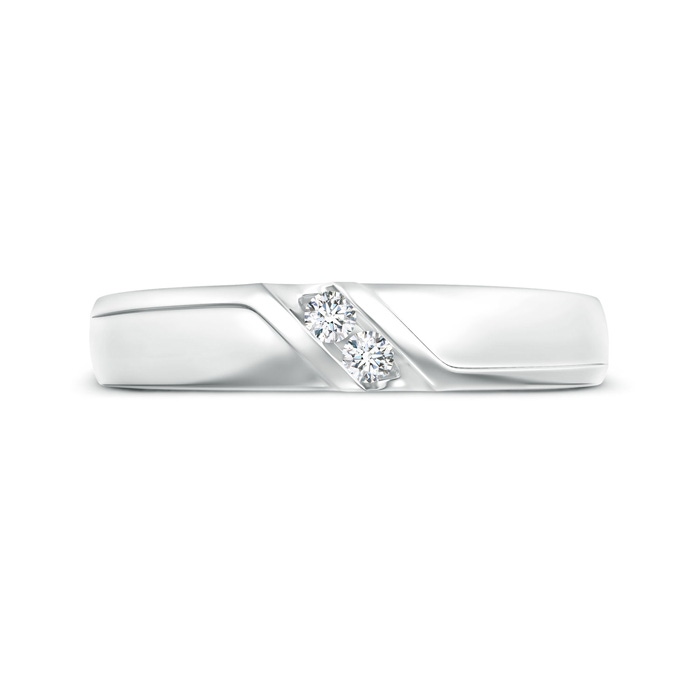 2.3mm GVS2 Slanted Channel-Set Diamond Two Stone Wedding Band in White Gold side-2