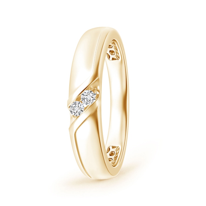 2.3mm HSI2 Slanted Channel-Set Diamond Two Stone Wedding Band in Yellow Gold