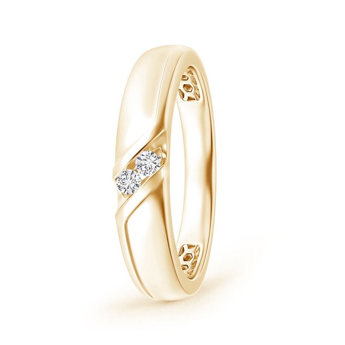 2.3mm HSI2 Slanted Channel-Set Diamond Two Stone Wedding Band in Yellow Gold 