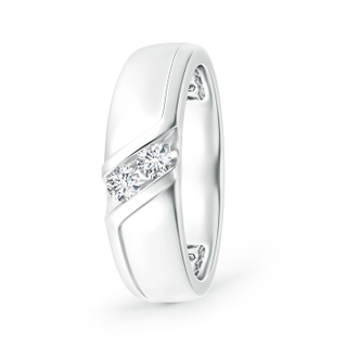 3.2mm GVS2 Slanted Channel-Set Diamond Two Stone Wedding Band in P950 Platinum