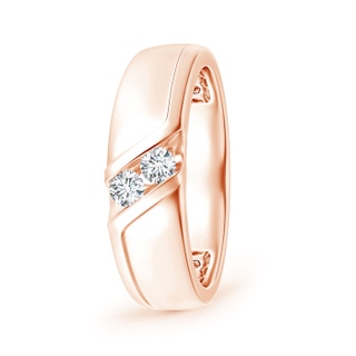 3.2mm GVS2 Slanted Channel-Set Diamond Two Stone Wedding Band in Rose Gold