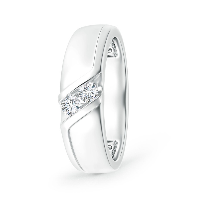 3.2mm GVS2 Slanted Channel-Set Diamond Two Stone Wedding Band in White Gold 