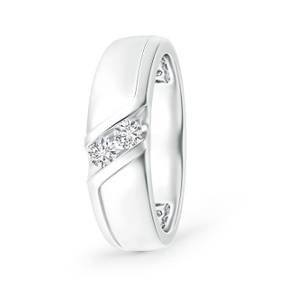 3.2mm HSI2 Slanted Channel-Set Diamond Two Stone Wedding Band in White Gold