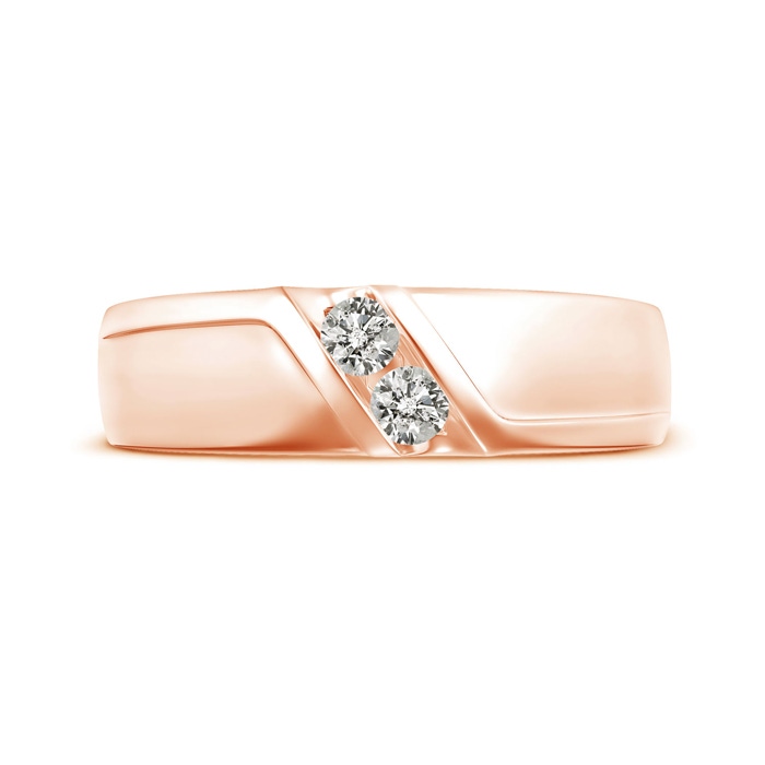 3.2mm KI3 Slanted Channel-Set Diamond Two Stone Wedding Band in Rose Gold side-2