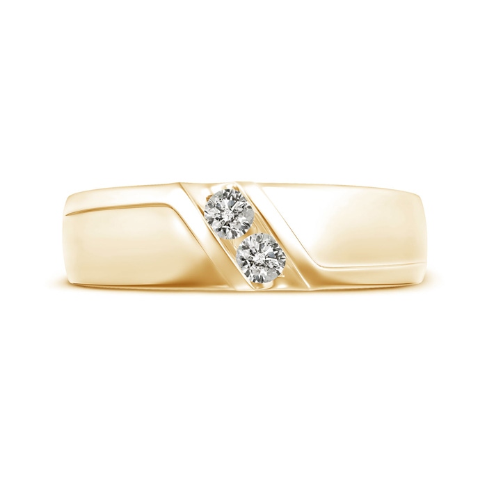 3.2mm KI3 Slanted Channel-Set Diamond Two Stone Wedding Band in Yellow Gold side-2