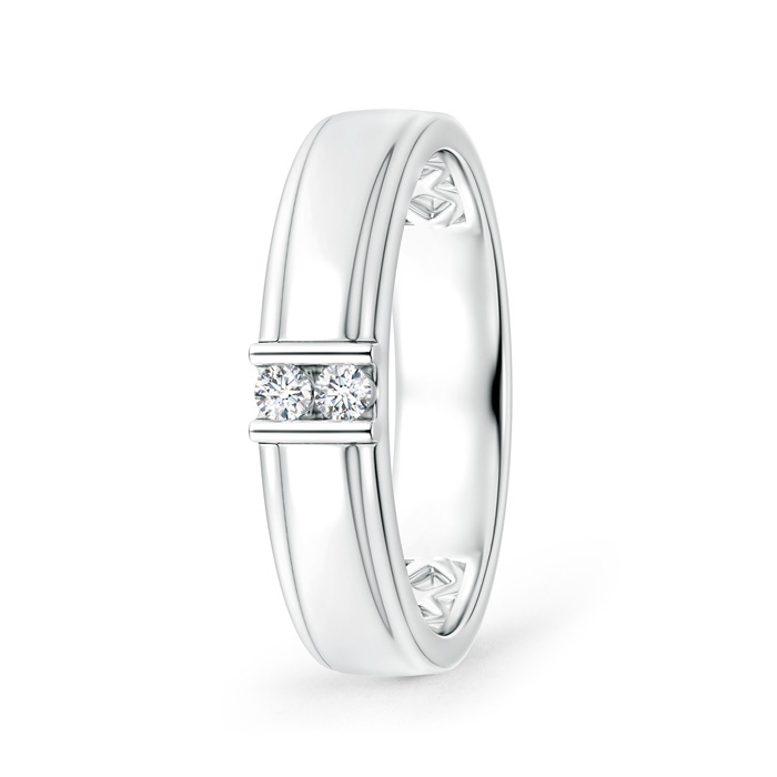 2.3mm GVS2 Channel Grooved Diamond Two Stone Wedding Band in P950 Platinum 