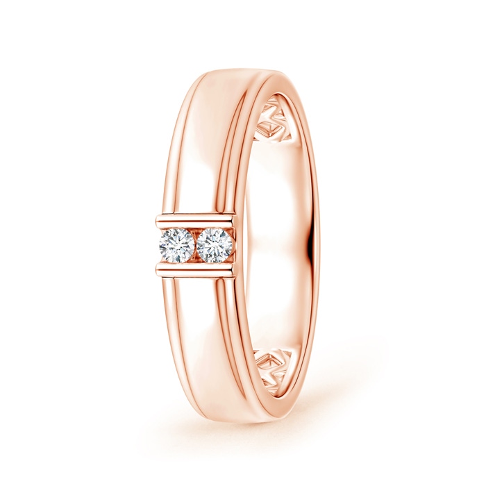 2.3mm GVS2 Channel Grooved Diamond Two Stone Wedding Band in Rose Gold