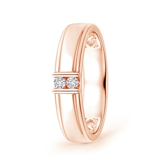 2.3mm HSI2 Channel Grooved Diamond Two Stone Wedding Band in 9K Rose Gold