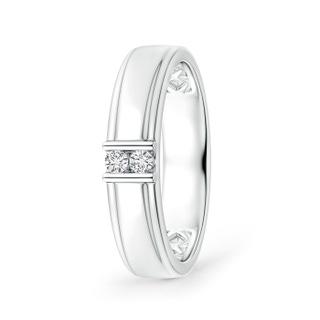 2.3mm HSI2 Channel Grooved Diamond Two Stone Wedding Band in White Gold