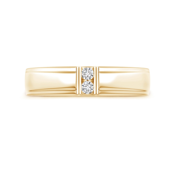 2.3mm HSI2 Channel Grooved Diamond Two Stone Wedding Band in Yellow Gold Side-2