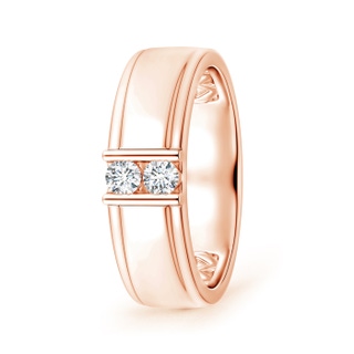 3.2mm GVS2 Channel Grooved Diamond Two Stone Wedding Band in Rose Gold