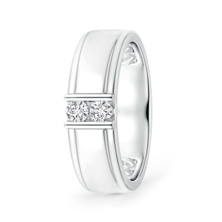 3.2mm HSI2 Channel Grooved Diamond Two Stone Wedding Band in White Gold