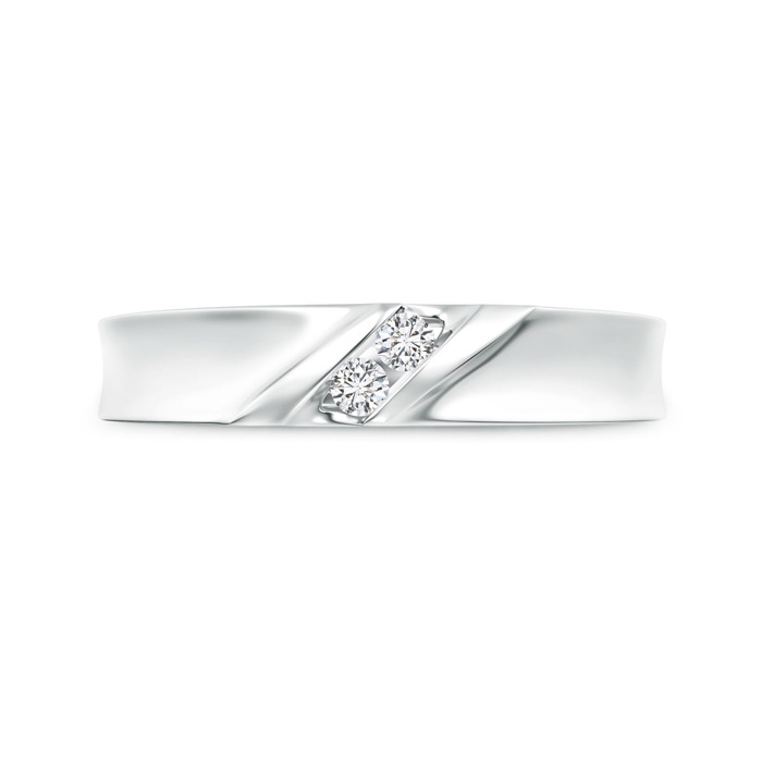 2.3mm HSI2 Diagonal Two Stone Diamond Concave Wedding Band in White Gold Product Image