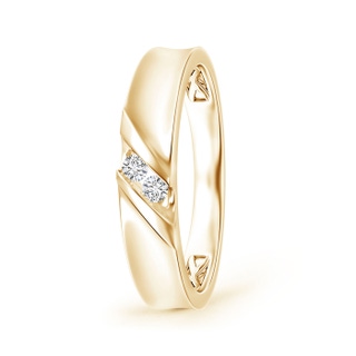 2.3mm HSI2 Diagonal Two Stone Diamond Concave Wedding Band in Yellow Gold