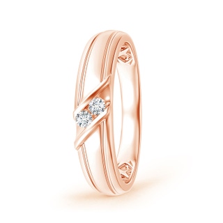 2.3mm GVS2 Diagonal Two Stone Diamond Wedding Band with Ridged-Edge in 10K Rose Gold