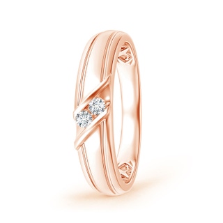 2.3mm GVS2 Diagonal Two Stone Diamond Wedding Band with Ridged-Edge in 9K Rose Gold