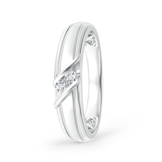 2.3mm GVS2 Diagonal Two Stone Diamond Wedding Band with Ridged-Edge in P950 Platinum