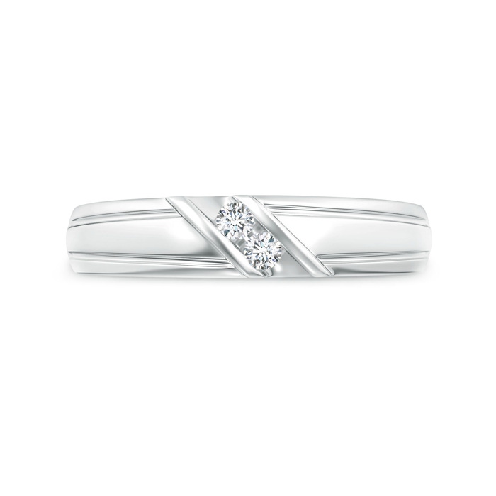 2.3mm GVS2 Diagonal Two Stone Diamond Wedding Band with Ridged-Edge in White Gold side-2
