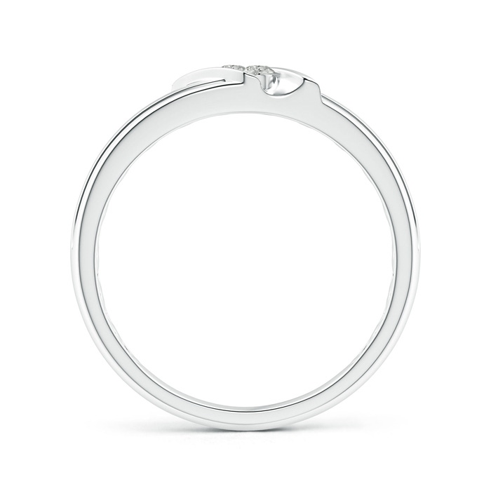 2.3mm KI3 Diagonal Two Stone Diamond Wedding Band with Ridged-Edge in White Gold side-1