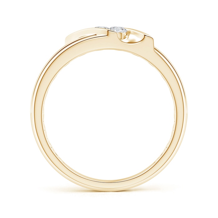 3.2mm HSI2 Diagonal Two Stone Diamond Wedding Band with Ridged-Edge in Yellow Gold side-1