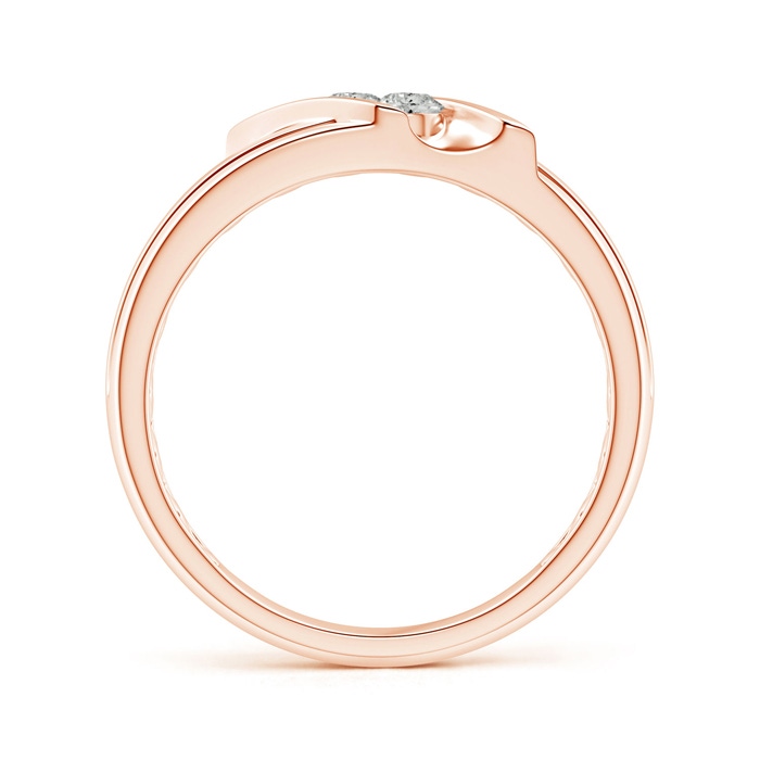 3.2mm KI3 Diagonal Two Stone Diamond Wedding Band with Ridged-Edge in Rose Gold side-1