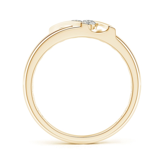 3.2mm KI3 Diagonal Two Stone Diamond Wedding Band with Ridged-Edge in Yellow Gold side-1