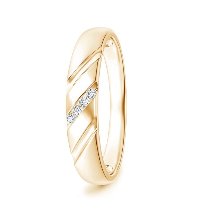 1.45mm GVS2 Triple-Ribbed Channel Set Diamond Men's Wedding Band in Yellow Gold