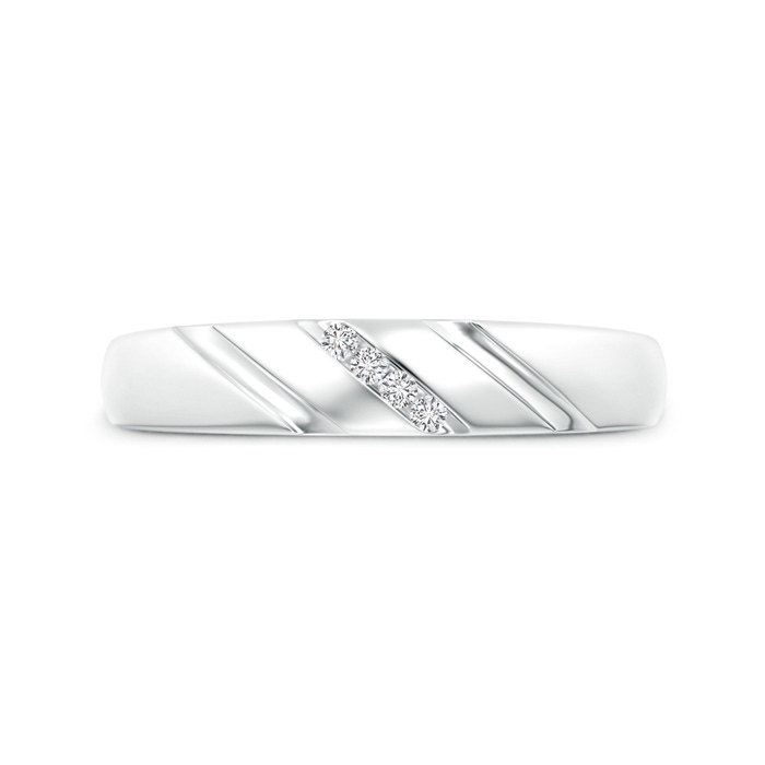 1.45mm HSI2 Triple-Ribbed Channel Set Diamond Men's Wedding Band in White Gold product image