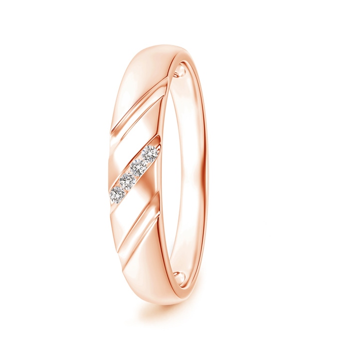 1.45mm IJI1I2 Triple-Ribbed Channel Set Diamond Men's Wedding Band in Rose Gold 