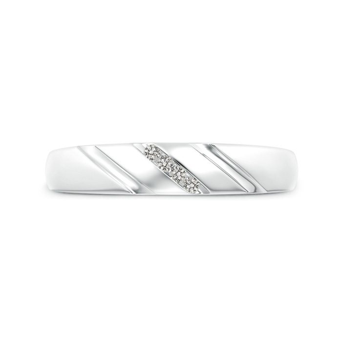 1.45mm KI3 Triple-Ribbed Channel Set Diamond Men's Wedding Band in White Gold product image