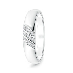 1.4mm HSI2 Triple Grooved Diagonal Diamond Men's Wedding Band in White Gold