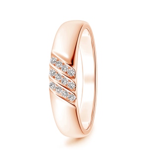 1.4mm IJI1I2 Triple Grooved Diagonal Diamond Men's Wedding Band in 9K Rose Gold