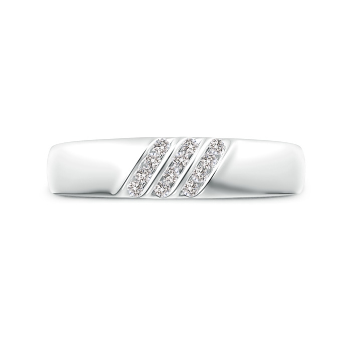 1.4mm IJI1I2 Triple Grooved Diagonal Diamond Men's Wedding Band in White Gold product image