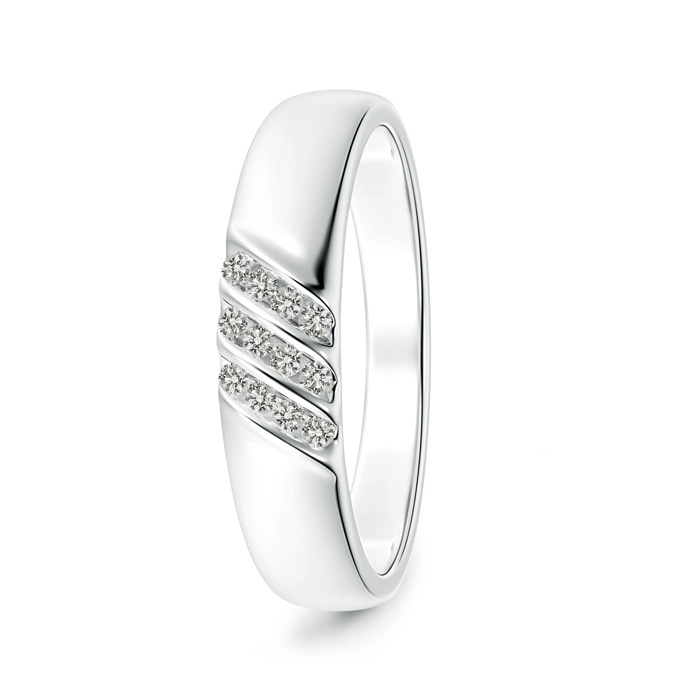 1.4mm KI3 Triple Grooved Diagonal Diamond Men's Wedding Band in White Gold 