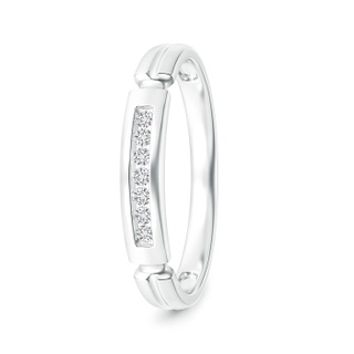 1.55mm HSI2 Incised Channel-Set Diamond Half Eternity Men's Wedding Band in White Gold