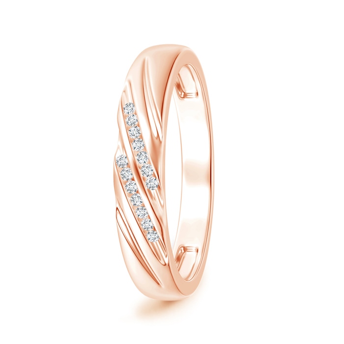 1.15mm GVS2 Slanted Channel Set Diamond Wedding Band for Him in Rose Gold 