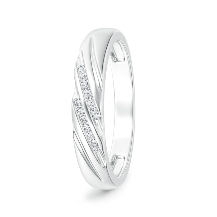 1.15mm GVS2 Slanted Channel Set Diamond Wedding Band for Him in White Gold 