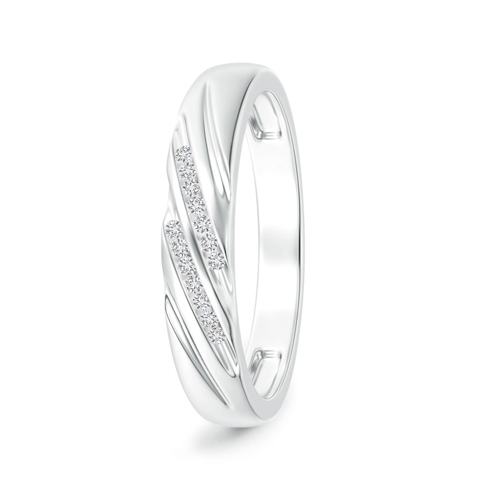 1.15mm HSI2 Slanted Channel Set Diamond Wedding Band for Him in 10K White Gold 