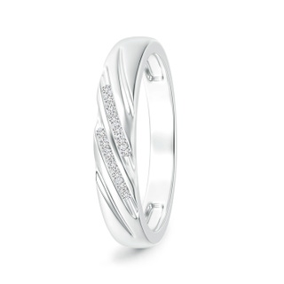 1.15mm HSI2 Slanted Channel Set Diamond Wedding Band for Him in White Gold