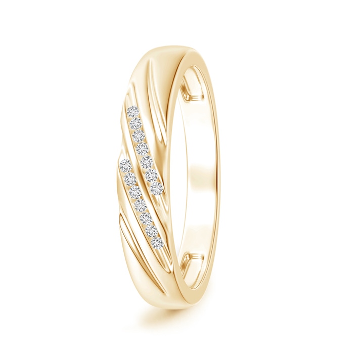 1.15mm HSI2 Slanted Channel Set Diamond Wedding Band for Him in Yellow Gold