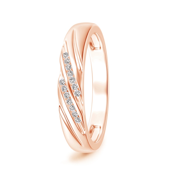 1.15mm IJI1I2 Slanted Channel Set Diamond Wedding Band for Him in Rose Gold 