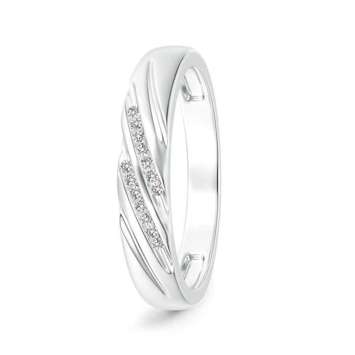 1.15mm IJI1I2 Slanted Channel Set Diamond Wedding Band for Him in White Gold 
